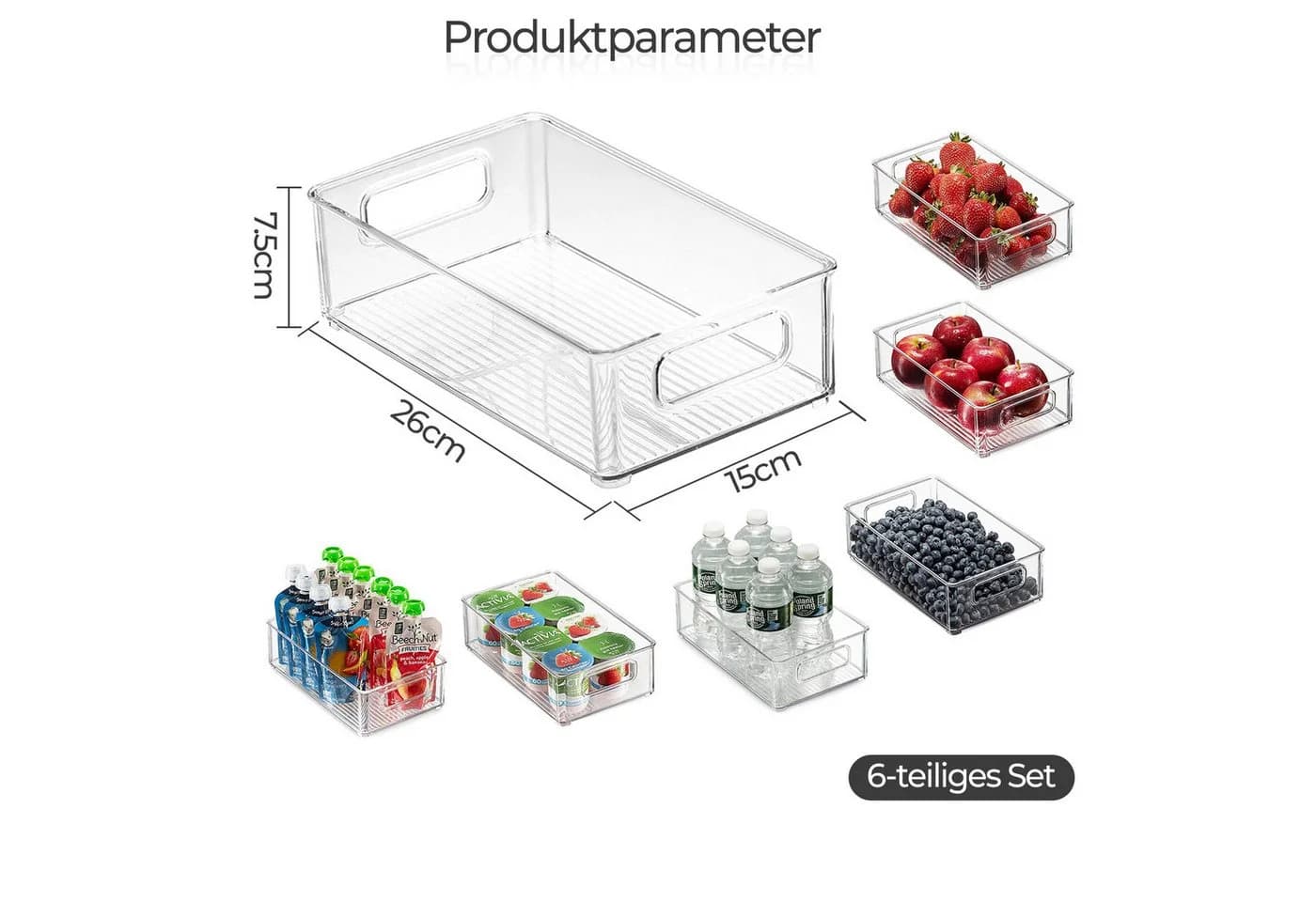 PFCTART Kühlschrank Organizer 6er Set transparent stapelbar - Bild 5