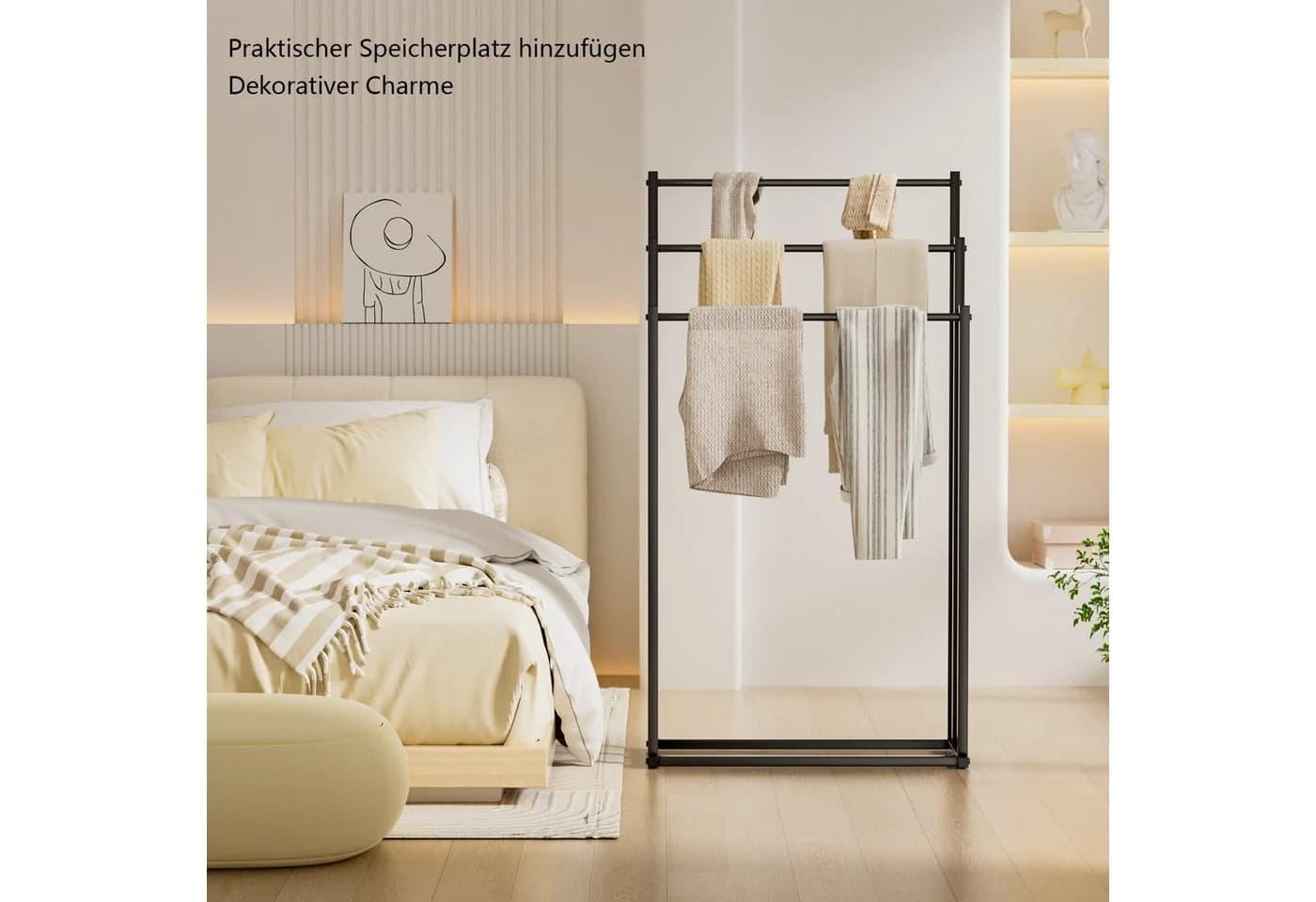 PFCTART Kleiderständer Handtuchhalter stehend 3-stufig Schwarz Metall - Bild 5