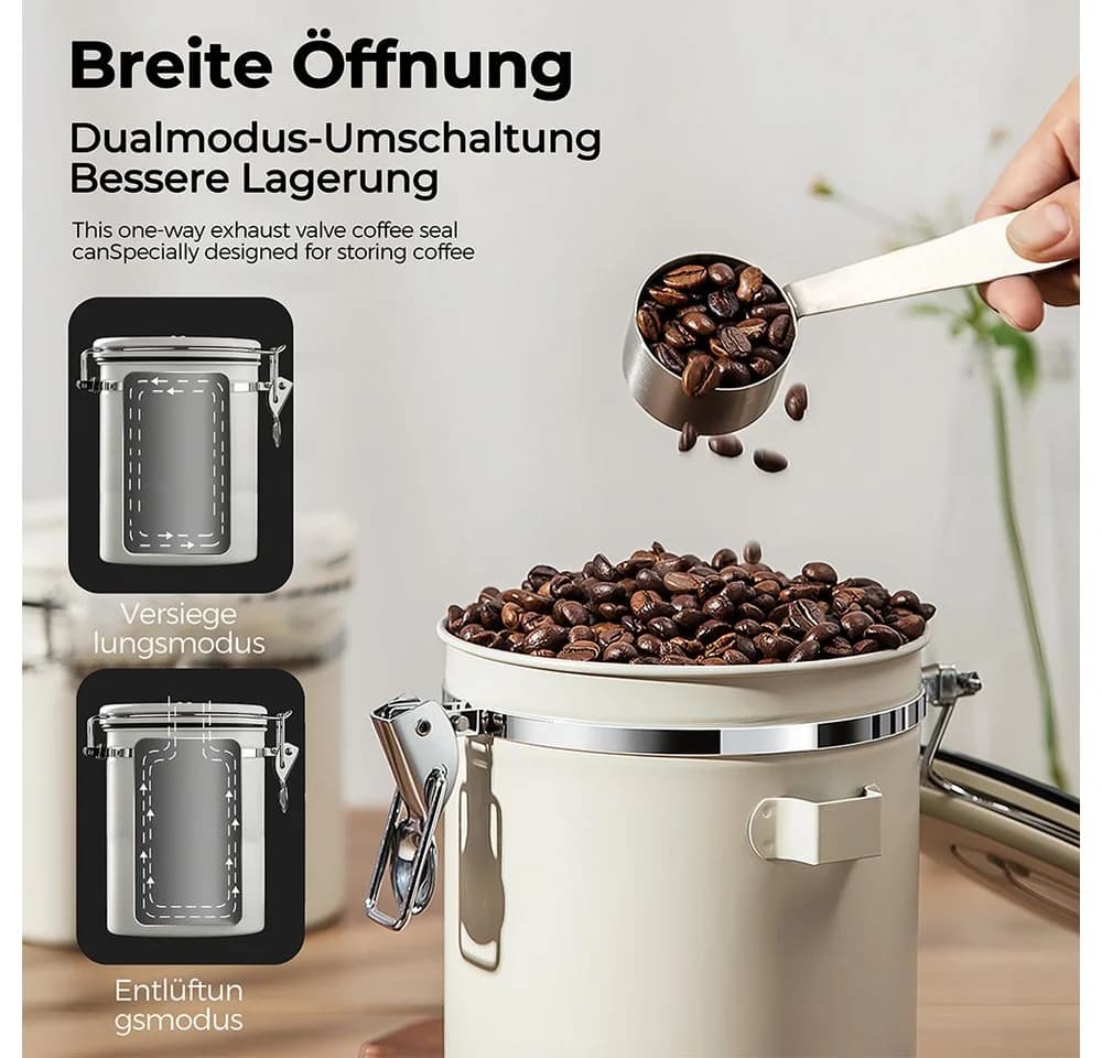 GLIESE POWER Kaffeedose 1,8L luftdicht Edelstahl mit Ventil - Bild 4