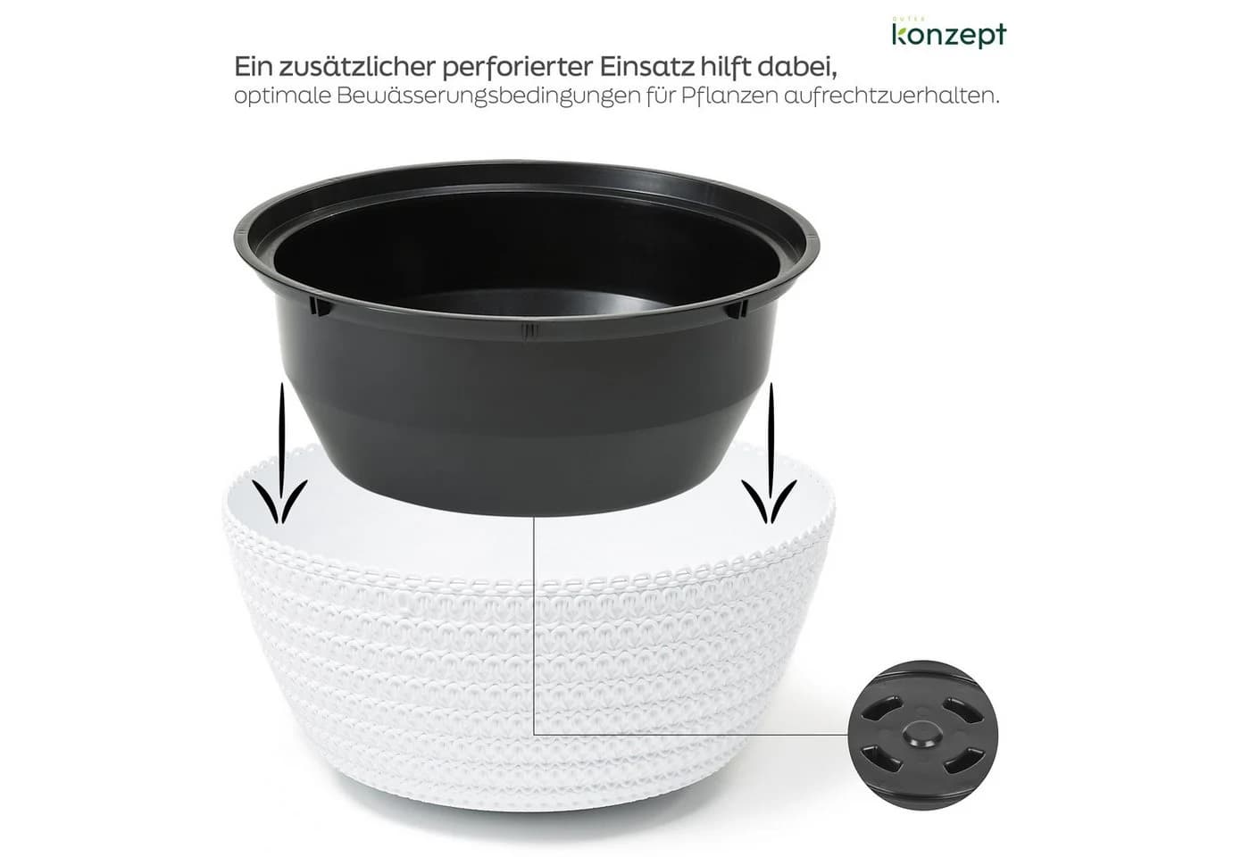 KONZEPT Blumenampel Hängend 30cm Grau/Weiß Geflochten - Bild 5