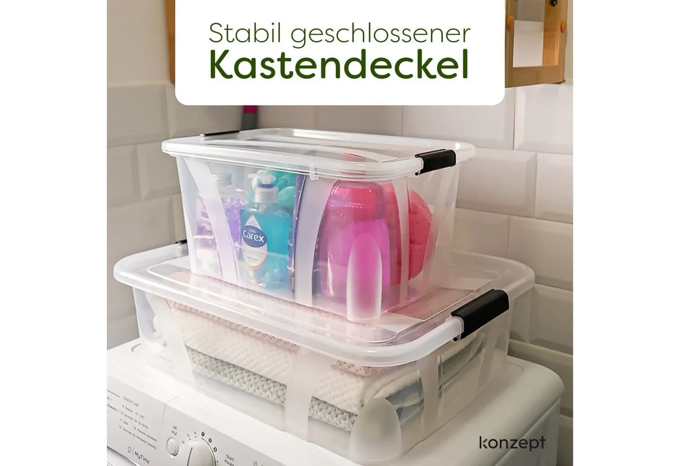 KONZEPT Aufbewahrungsbox mit Deckel groß Set BPA Frei Kunststoff, Aufbewahrungsboxen mit Deckel (Set, 3 Boxen), lebensmittelecht - Bild 3