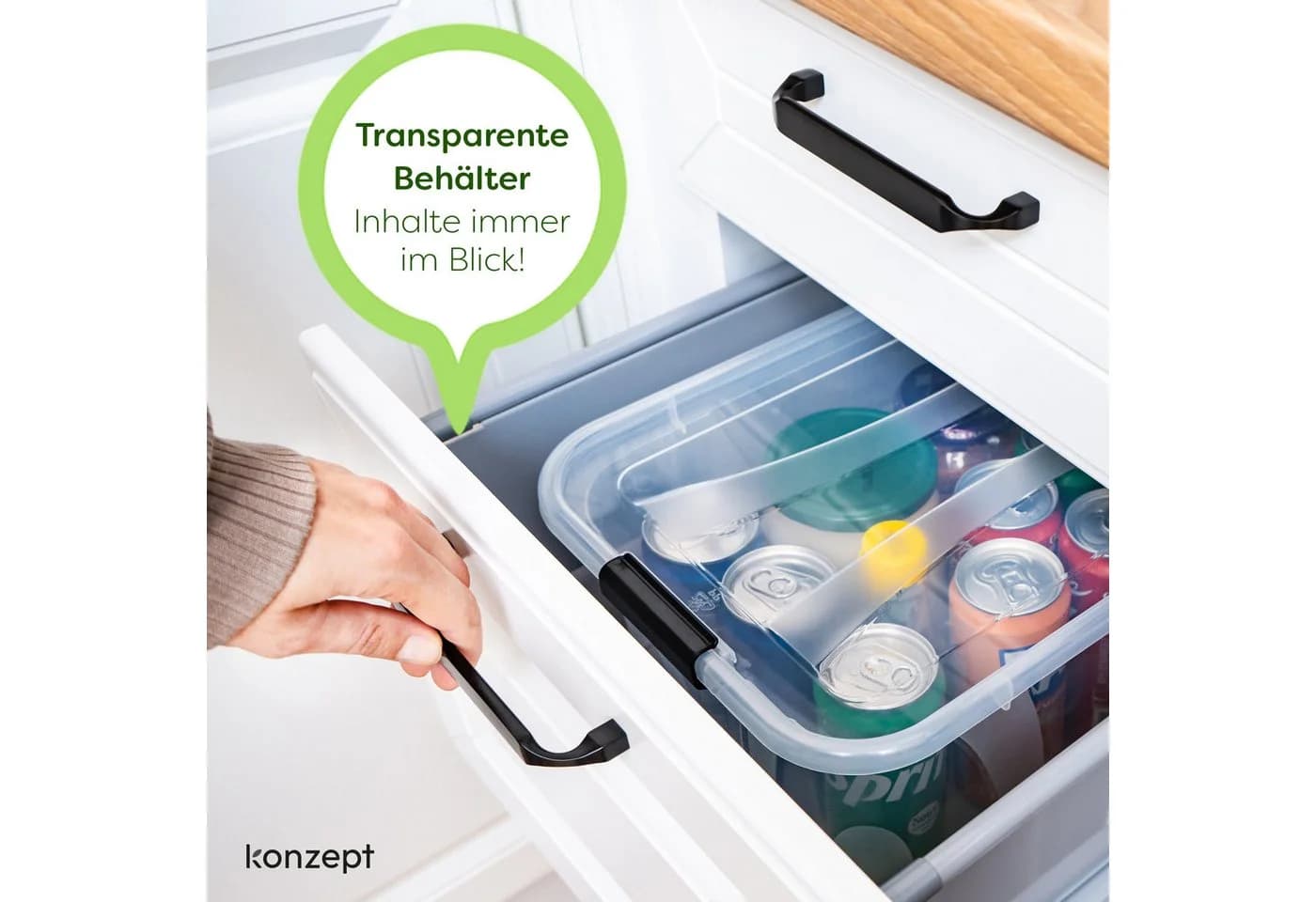 KONZEPT Aufbewahrungsbox mit Deckel groß Set BPA Frei Kunststoff, Aufbewahrungsboxen mit Deckel (Set, 3 Boxen), lebensmittelecht - Bild 5