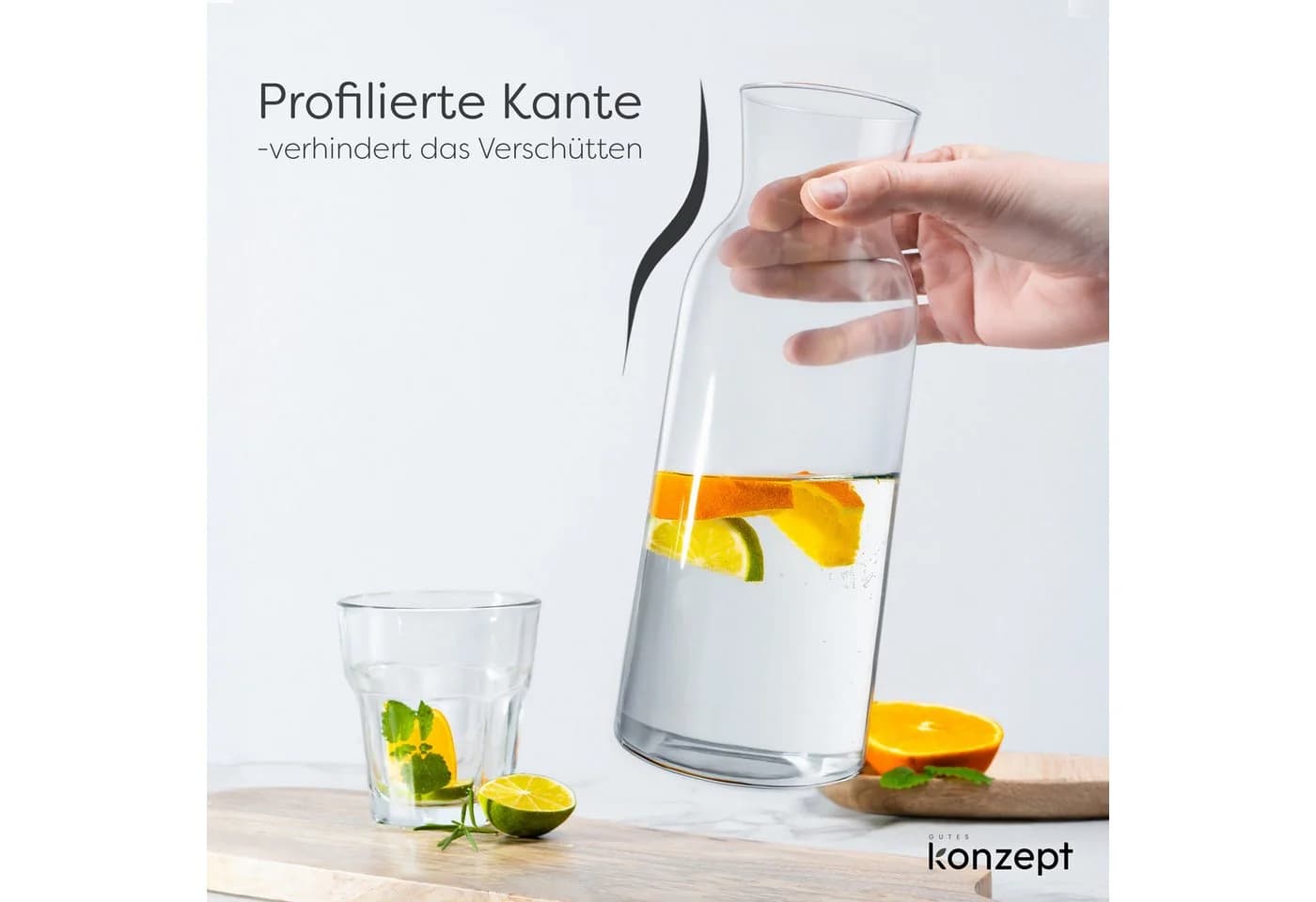 KONZEPT Wasserkaraffe 1 Liter Glas Transparent 3-tlg. - Bild 3