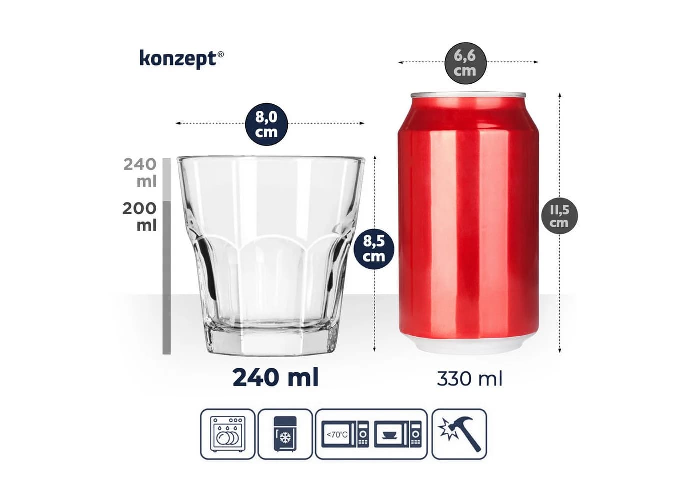 KONZEPT Glas Trinkgläser Set 240ml Stapelbar - Bild 5