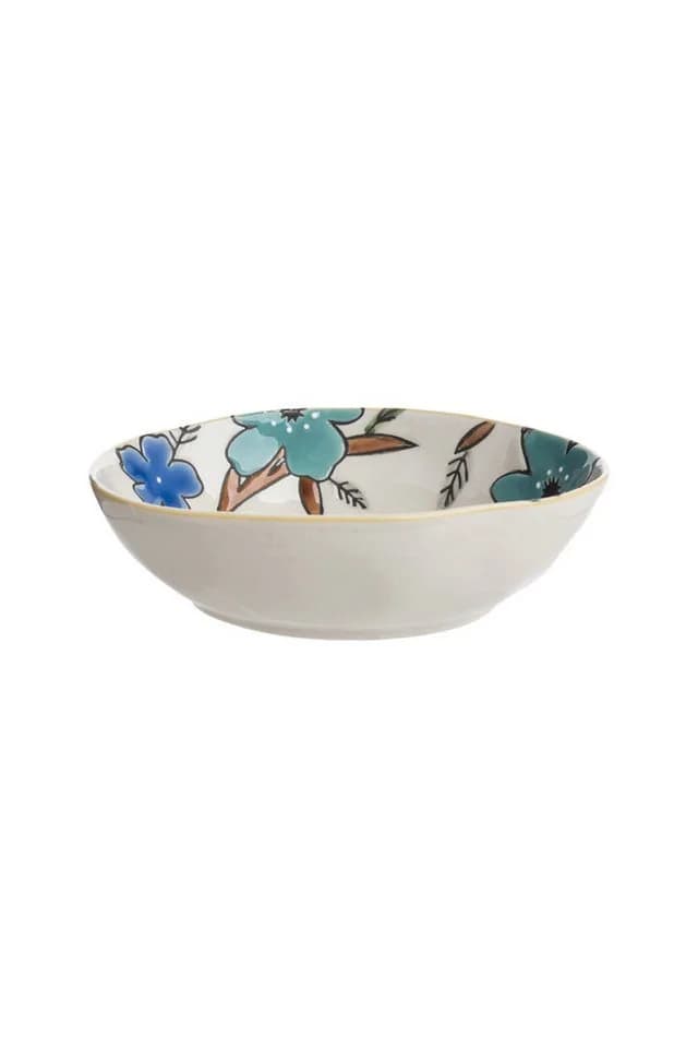 Tranquillo Seifenschale oval blau handbemalt mit Blumenmuster