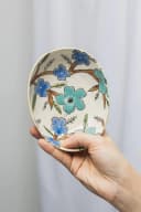 Tranquillo Seifenschale oval blau handbemalt mit Blumenmuster Bild 3