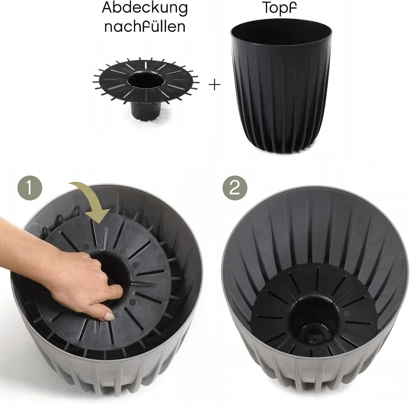 KONZEPT Hoher Blumentopf Weiß mit Drainagesystem für Balkon & Garten - Bild 3