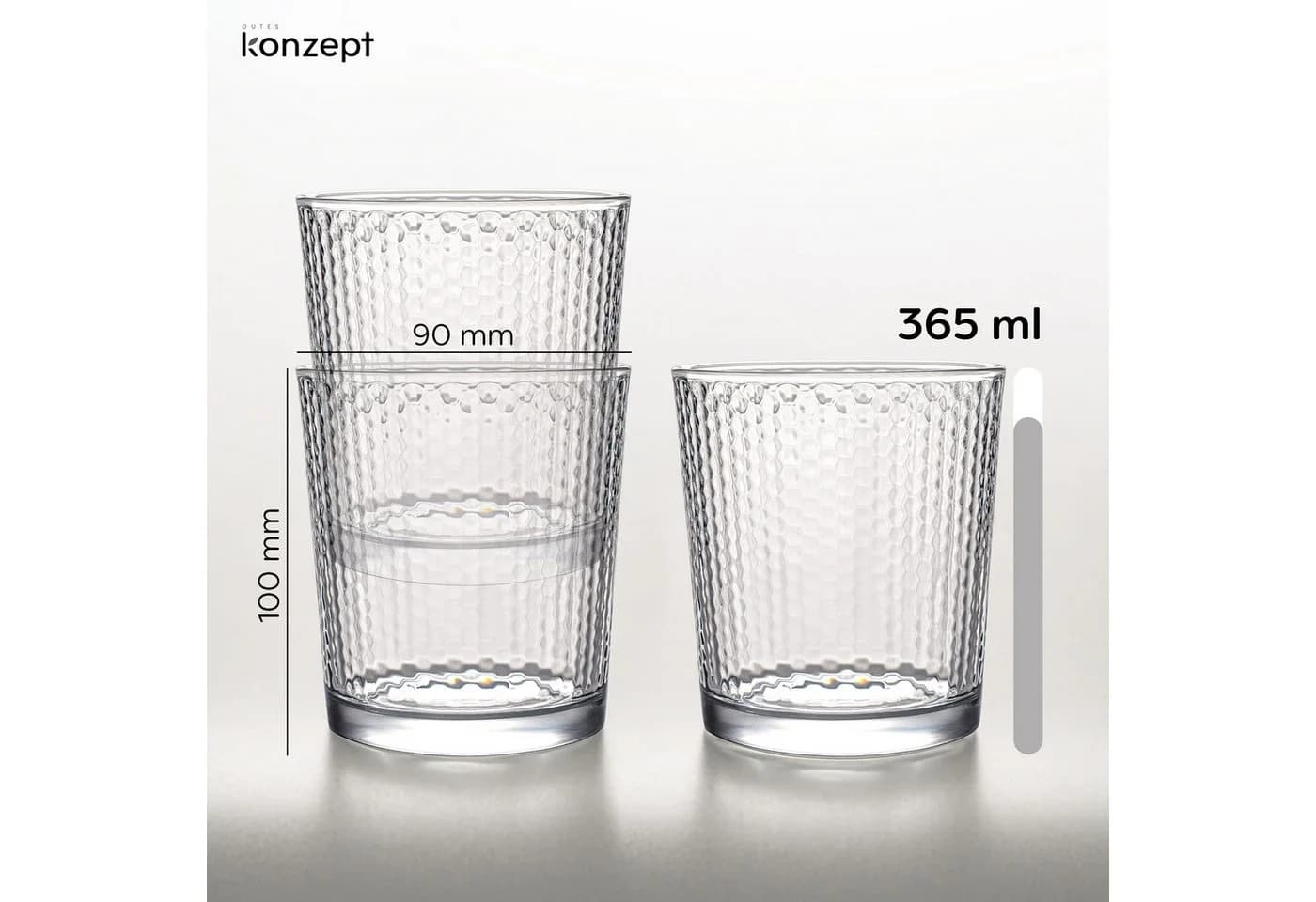 KONZEPT Gläser-Set 6-tlg. 365 ml Transparent Stapelbar - Bild 3