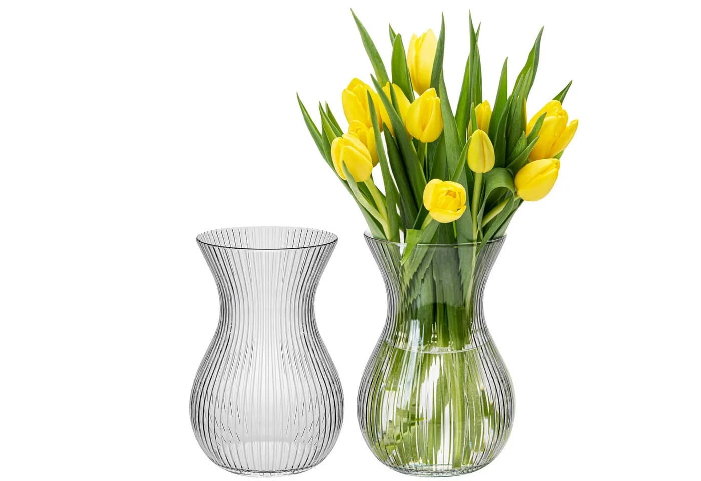 KONZEPT Tischvase Glasvase Geriffelt Set 2 St Transparent - Bild 2