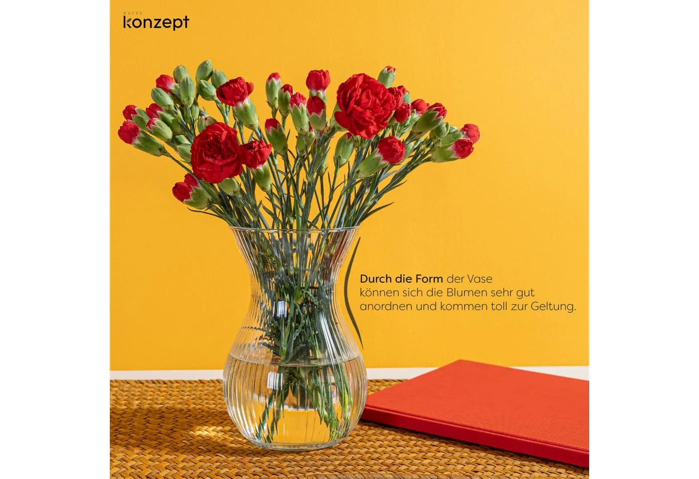 KONZEPT Tischvase Glasvase Geriffelt Set 2 St Transparent - Bild 4