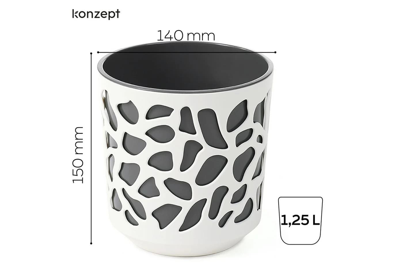 KONZEPT Blumentopf 3er Set klein Ø 14cm Anthrazit-creme Kunststoff - Bild 4