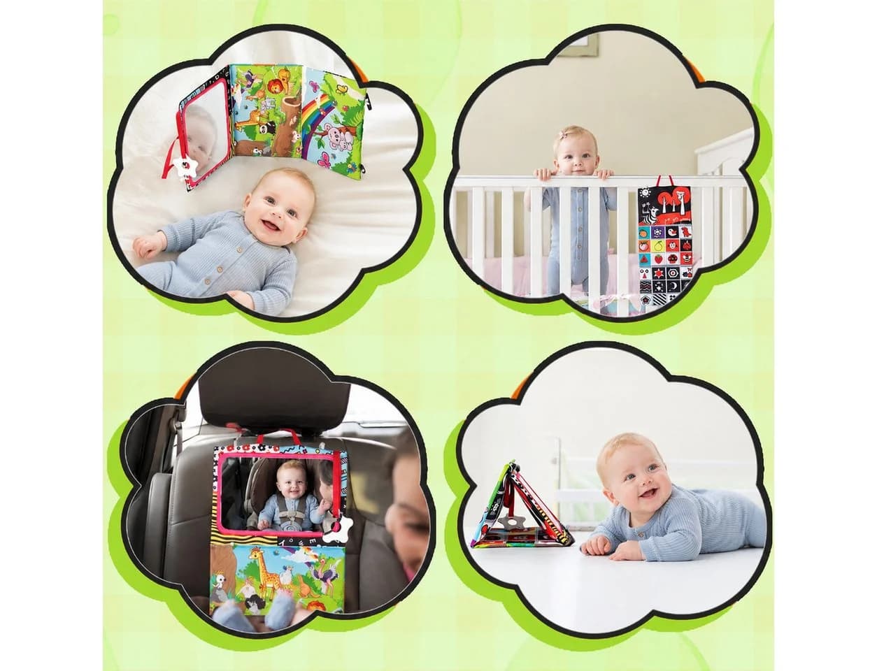 Auney Faltbarer Baby-Spiegel mit Beißring & Kontrastmotiven - Bild 5
