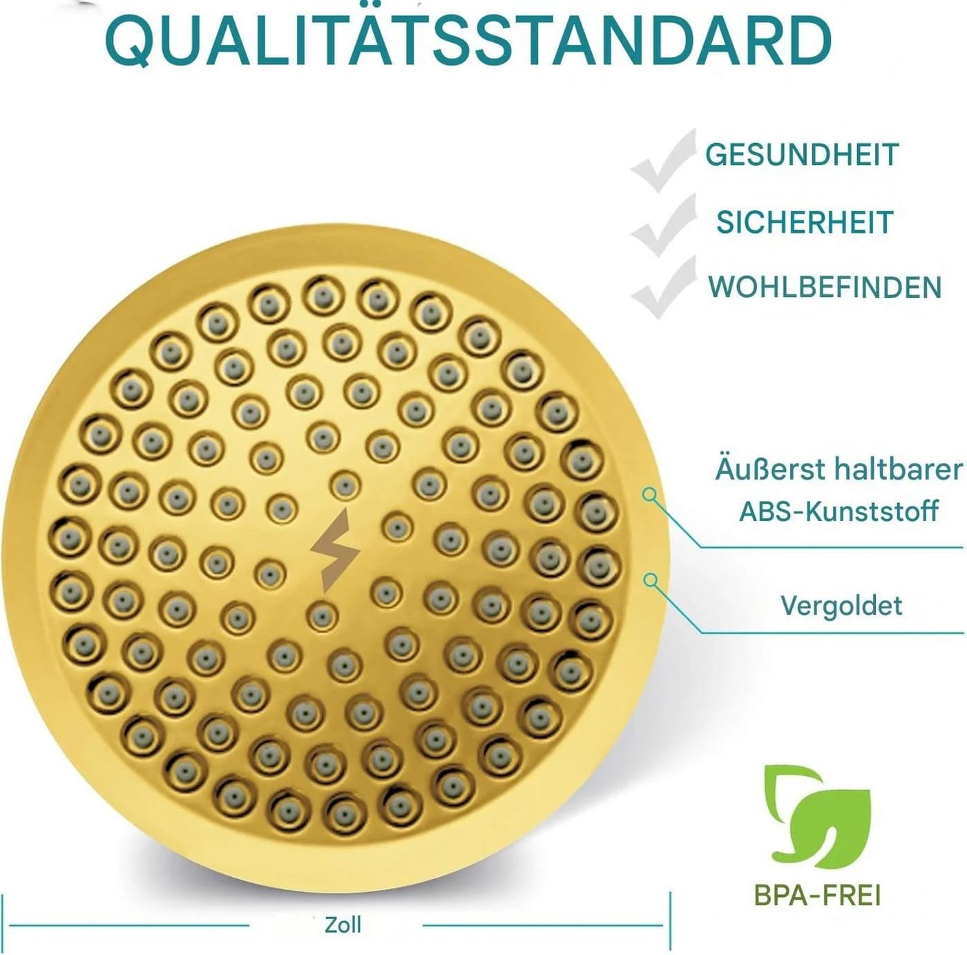 sparkpod Regenduschkopf Luxus XL Hochdruck Gold Anti-Kalk Düsen - Bild 4