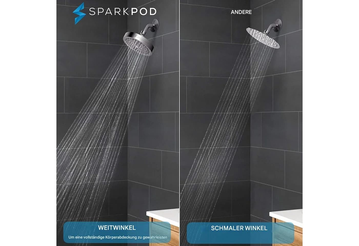 sparkpod Regenduschkopf Luxus XL Hochdruck Gold Anti-Kalk Düsen - Bild 5