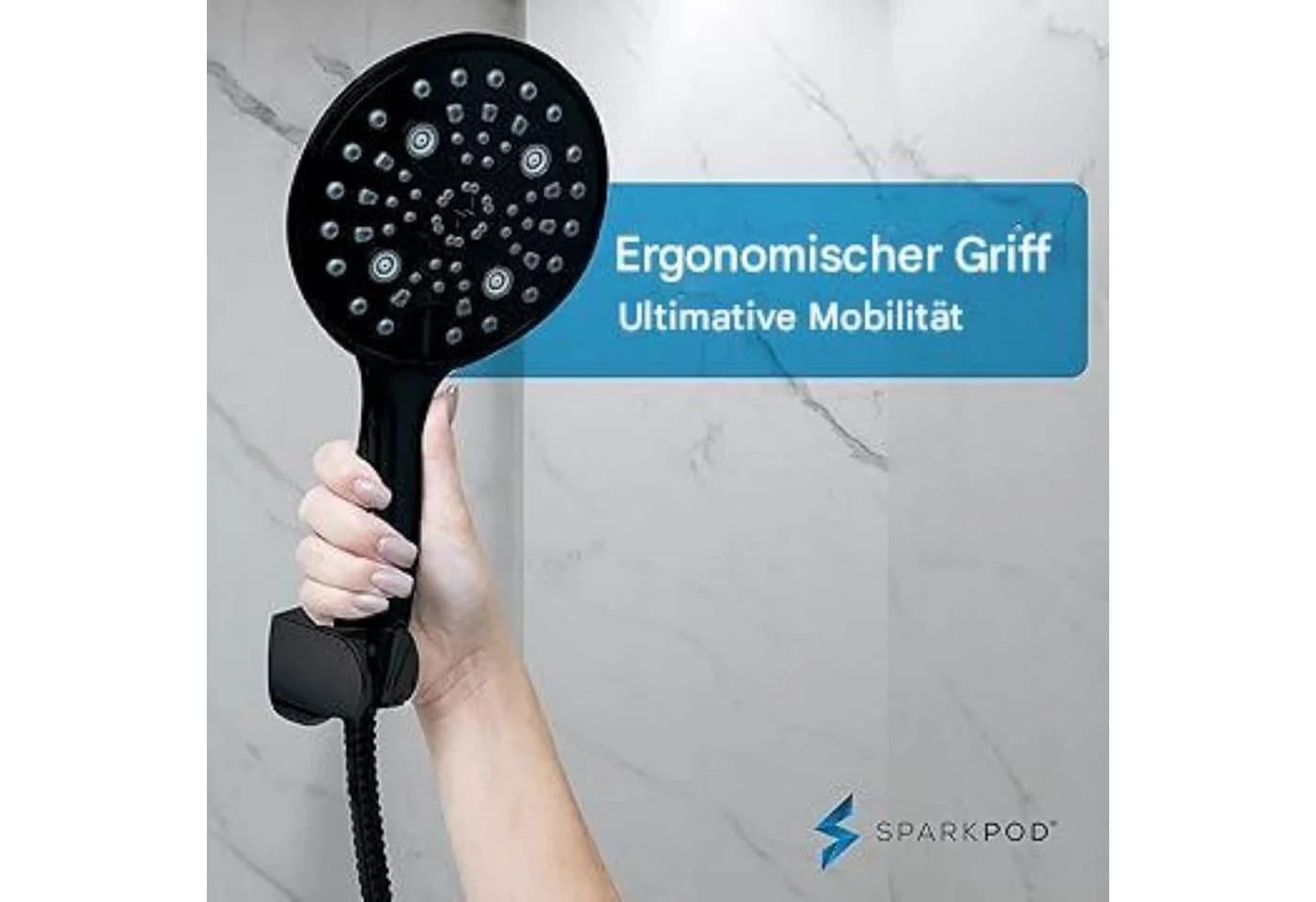 SparkPod Handbrause XXL Duschbrause 6 Strahlarten - Bild 5