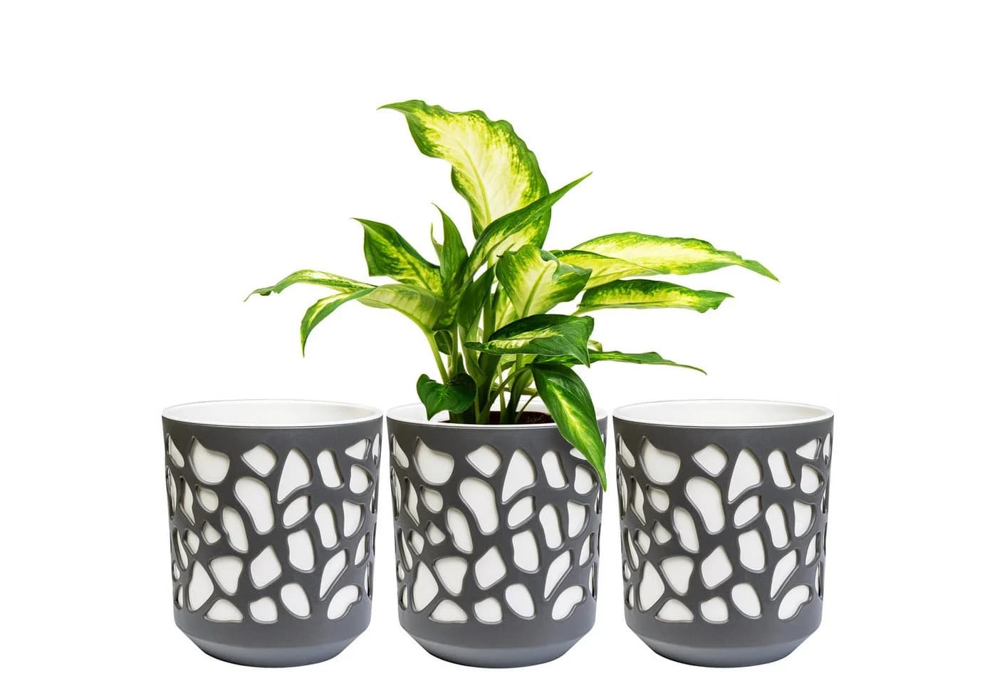 KONZEPT Blumentopf 3er Set beige/grau Polypropylen - Bild 2