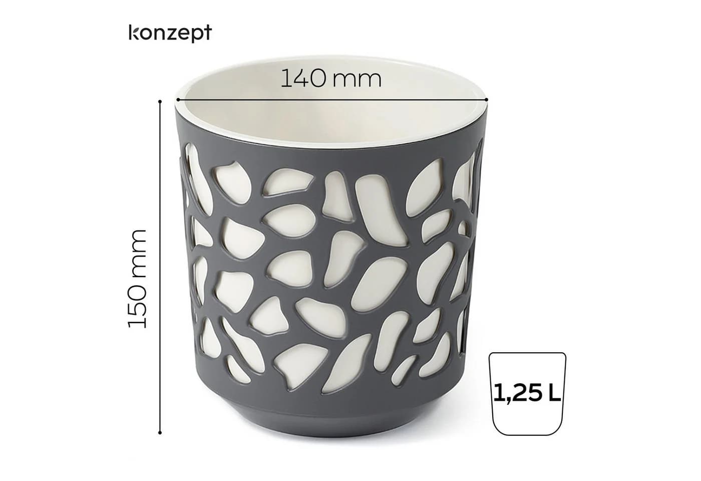 KONZEPT Blumentopf 3er Set beige/grau Polypropylen - Bild 4