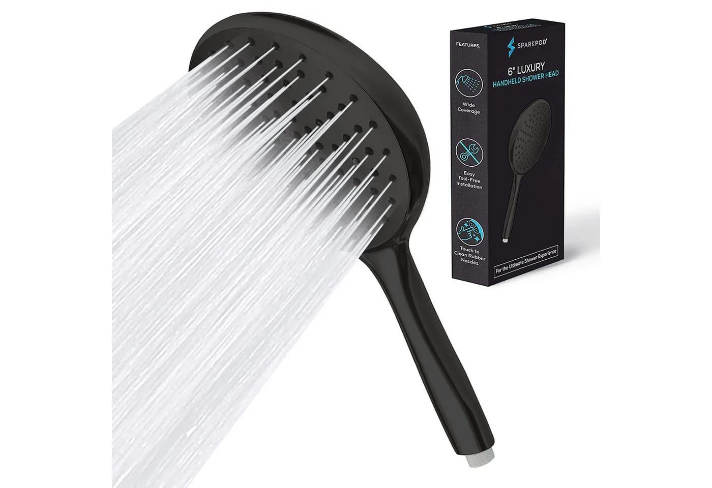 sparkpod Handbrause XXL Regendusche Hochdruck Schwarz Matt - Bild 2