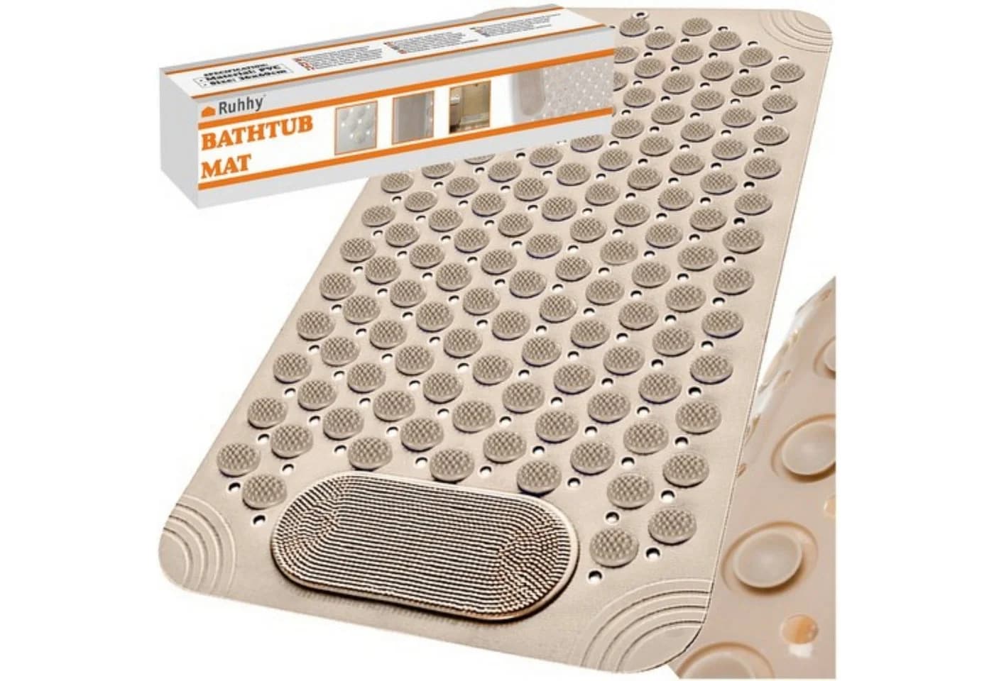 Ruhhy Badematte Rutschfest Beige Massage-Noppen - Bild 2