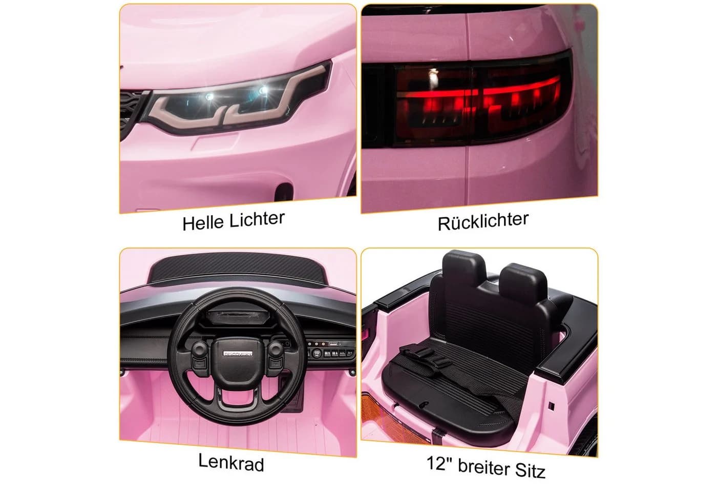 LALAHO Elektro-Kinderauto LAND ROVER Discovery Sport 2,4G Fernbedienung Rosa - Bild 5