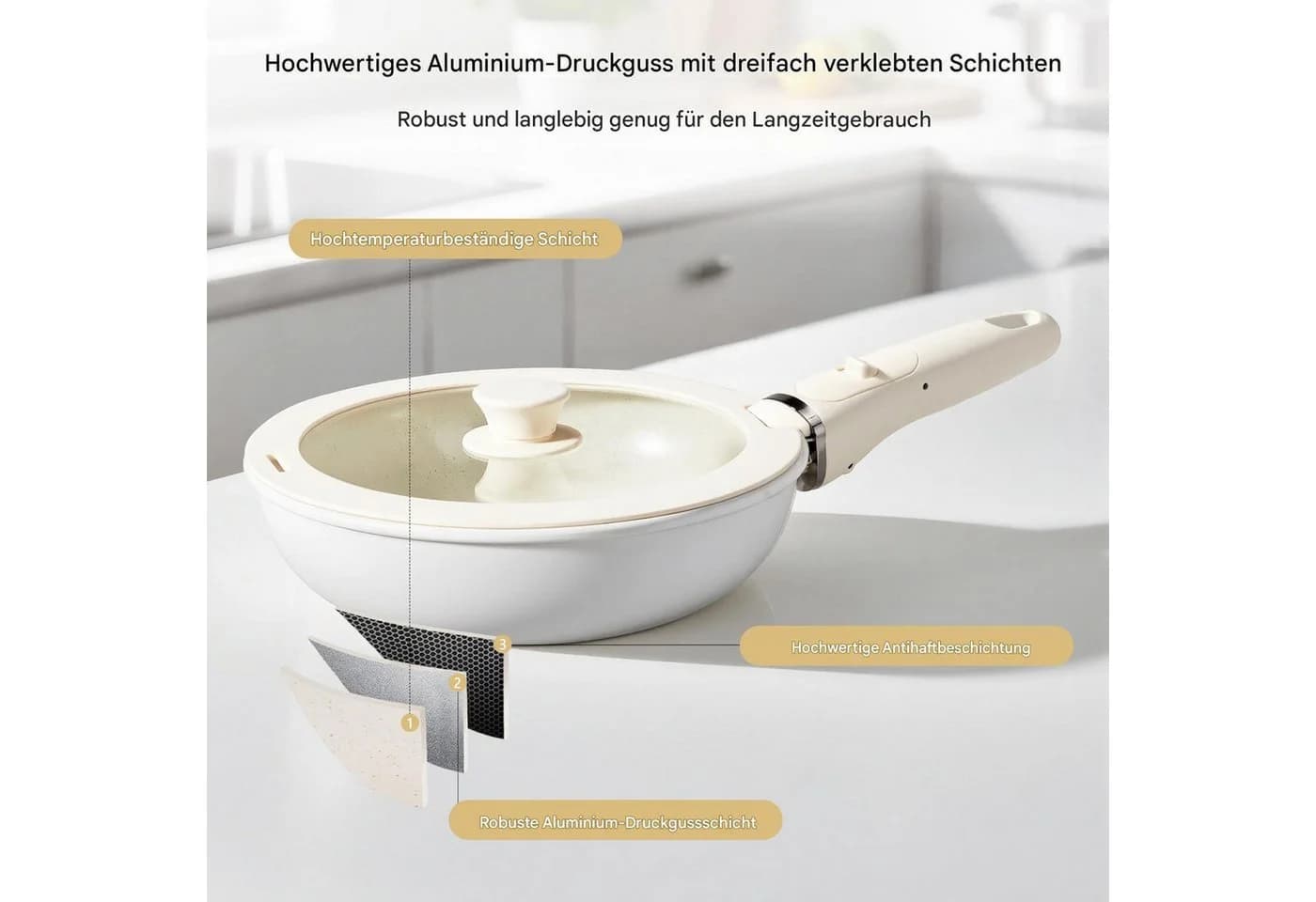 LALAHO Topf-Set 22-tlg. mit abnehmbaren Griffen & Keramikbeschichtung - Bild 5
