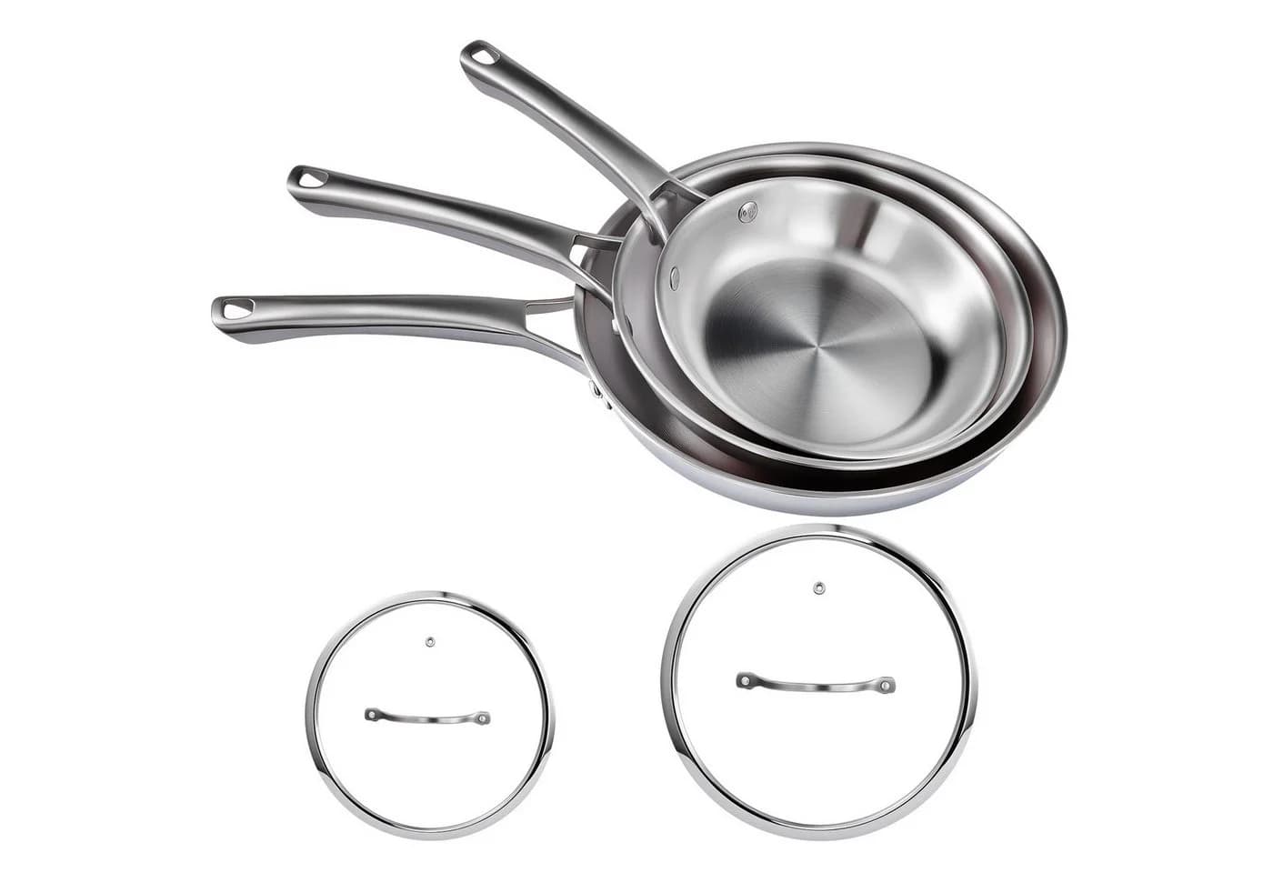 LALAHO Topf-Set Pfannenset 3-teilig 20+24+28 cm aus Edelstahl - Bild 2