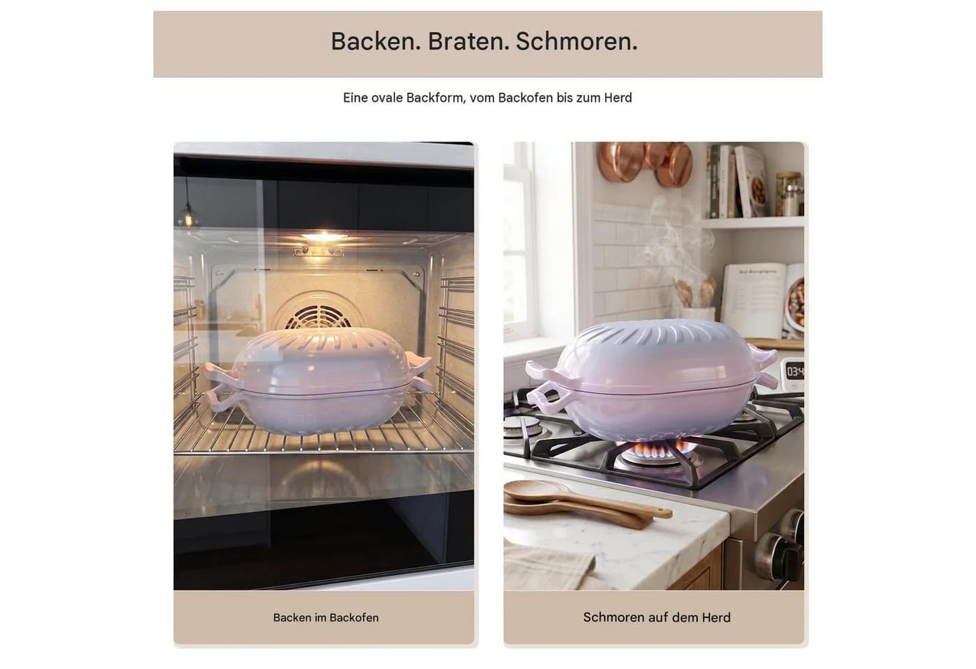 LALAHO Bratentopf Gusseisen Violett Emailliert 4,7/7,1 l - Bild 4