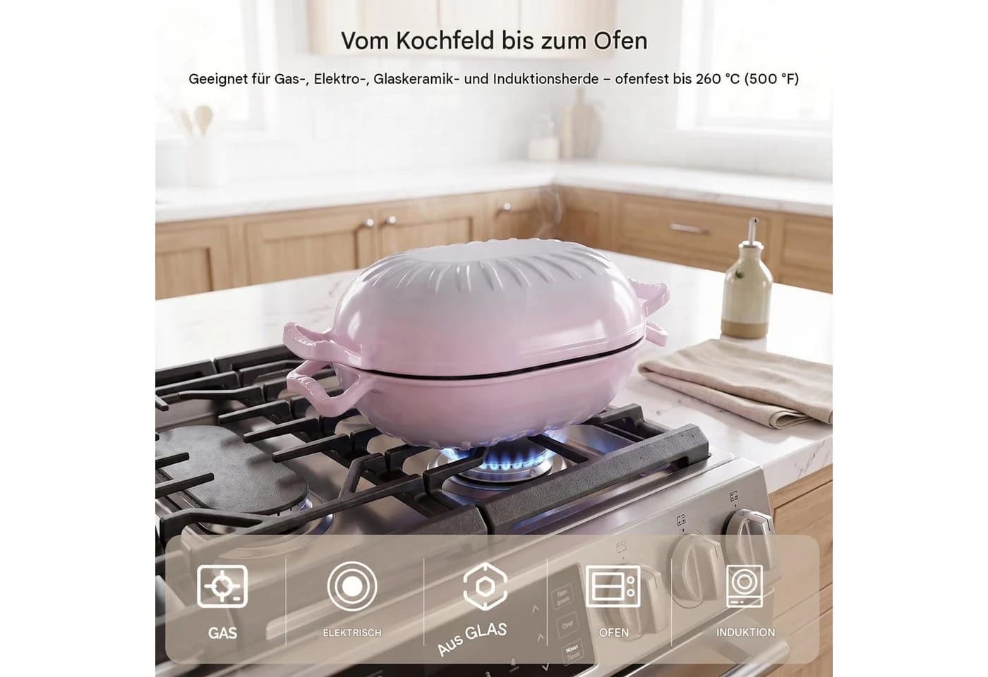 LALAHO Bratentopf Gusseisen Violett Emailliert 4,7/7,1 l - Bild 5
