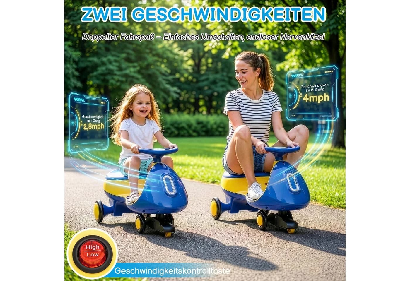 LALAHO Elektro-Kinderauto 12V mit Bluetooth, LED-Licht & Doppelantrieb - Bild 4