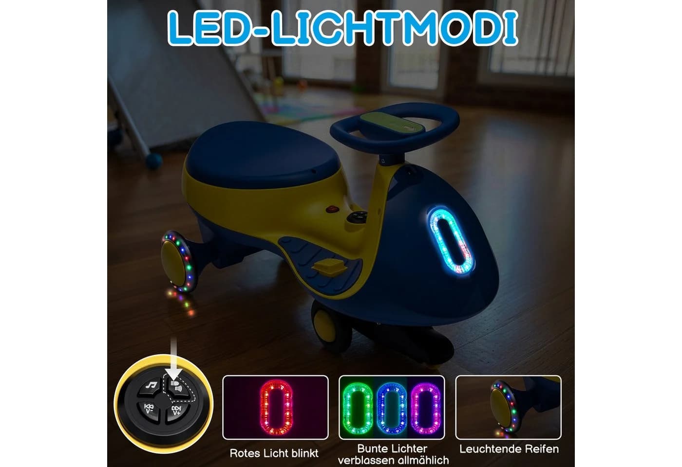 LALAHO Elektro-Kinderauto 12V mit Bluetooth, LED-Licht & Doppelantrieb - Bild 5