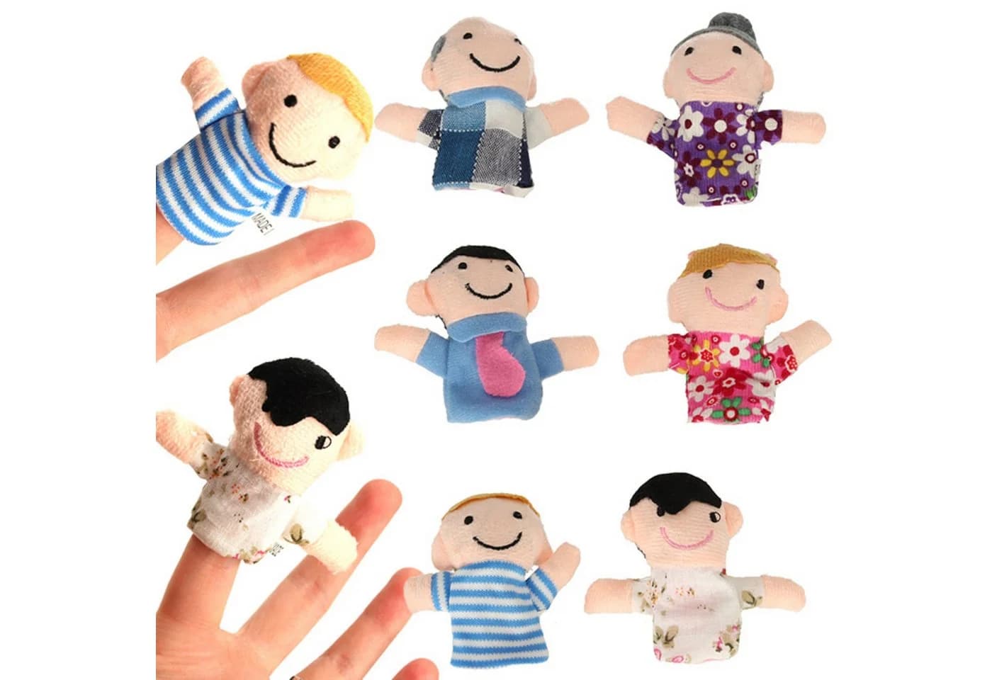 Ikonka Fingerpuppen Familie 6-teiliges Set Flanell Lernspielzeug - Bild 2