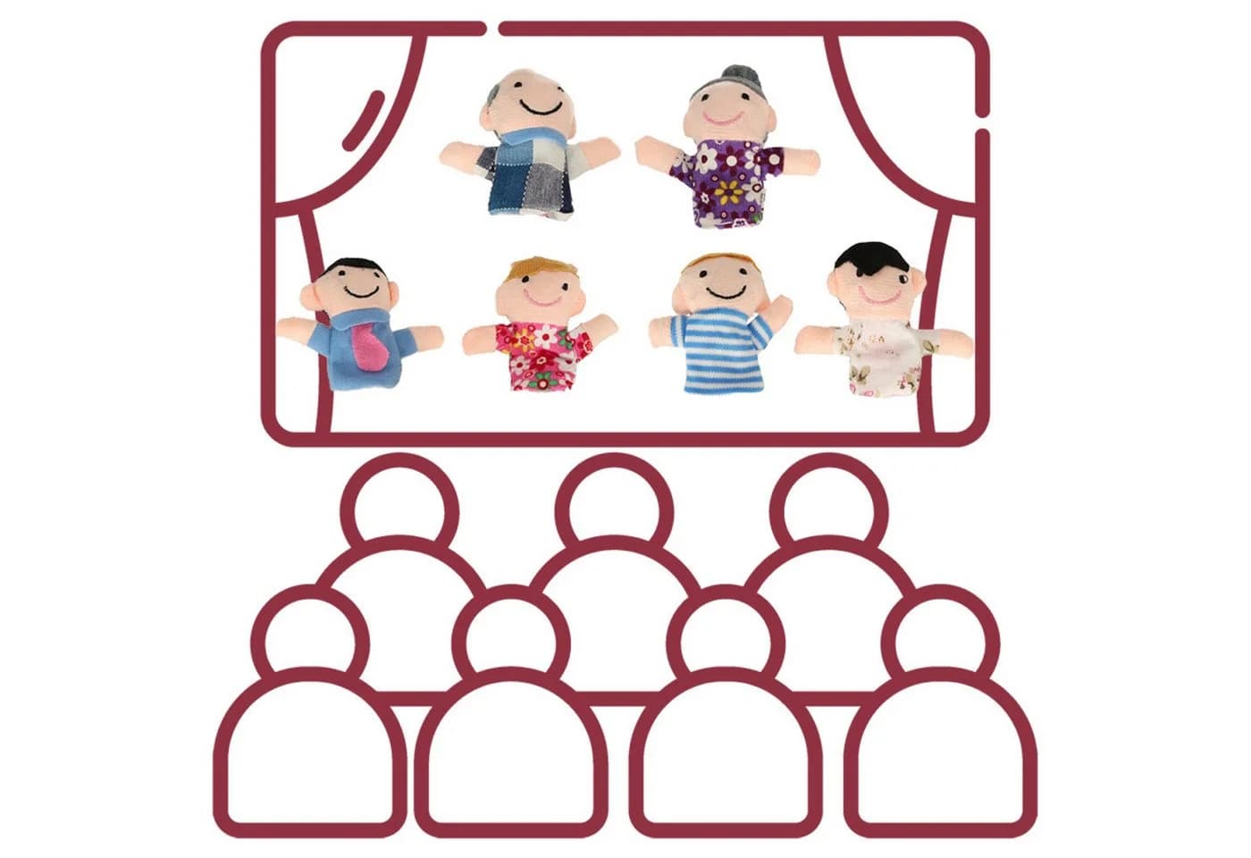 Ikonka Fingerpuppen Familie 6-teiliges Set Flanell Lernspielzeug - Bild 4