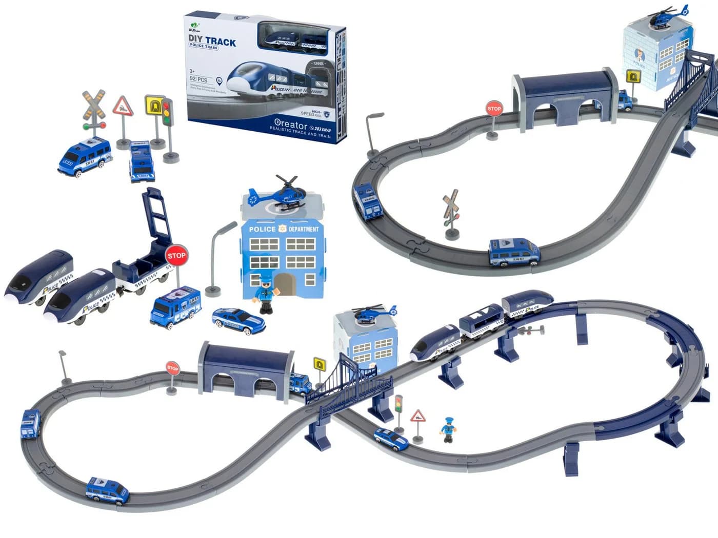 Ikonka Spielzeugeisenbahn-Set Elektrischer Polizei-Zug 92-tlg. - Bild 2