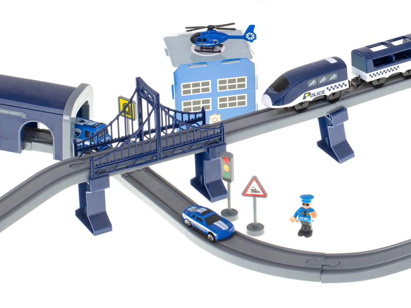 Ikonka Spielzeugeisenbahn-Set Elektrischer Polizei-Zug 92-tlg. - Bild 4