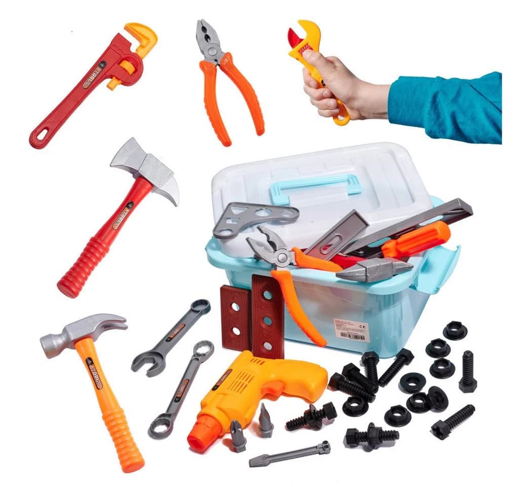Ikonka Kinder-Werkzeug-Set 48-teilig Handwerker-Spielzeug Bunt - Bild 2