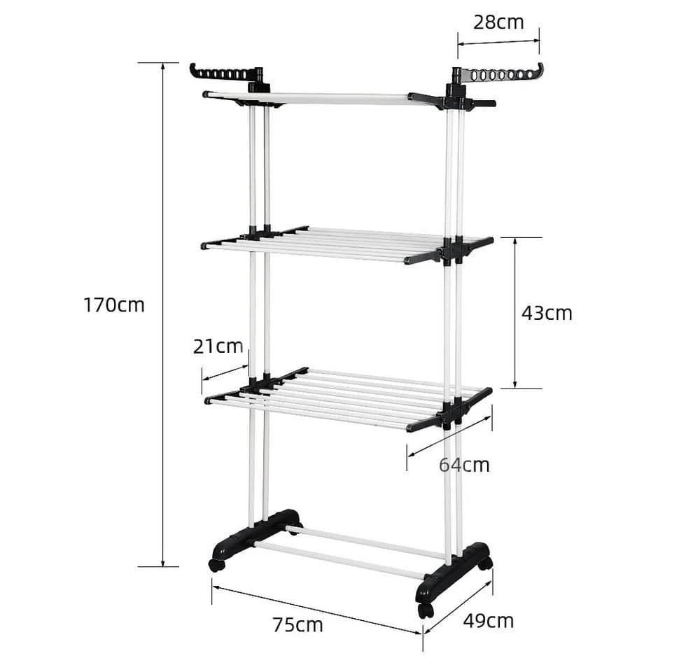 JEOBEST Wäscheständer Turm Klappbar 3 Ebenen - Bild 3