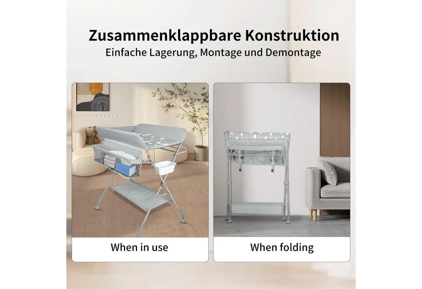 JEOBEST Wickeltisch Mobiler Wickelkommode Klappbar - Bild 5