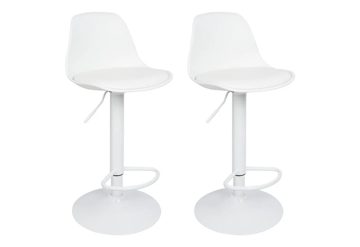 JEOBEST Barhocker Set 2 St. Weiß Kunstleder Höhenverstellbar mit Lehne - Bild 2
