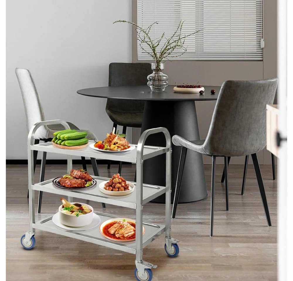 JEOBEST Küchenwagen Catering Servierwagen 3 Böden Edelstahl - Bild 5