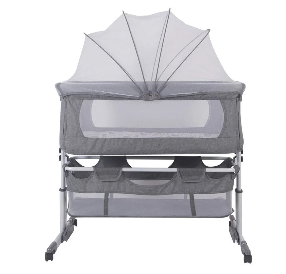 JEOBEST Beistellbett 3in1 Grau mit Moskitonetz & Rollen - Bild 2