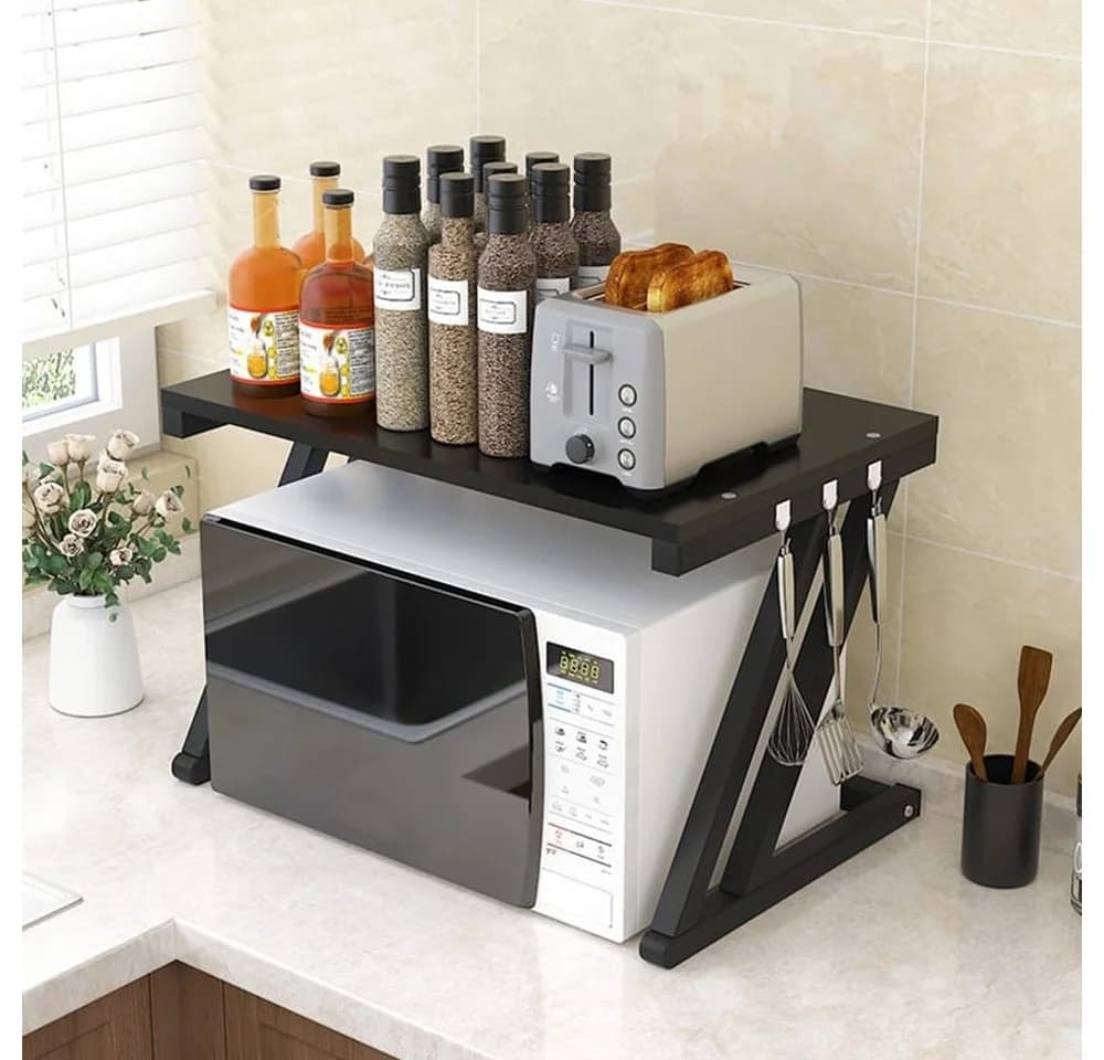 JEOBEST Regalelement Schwarz Metall Organizer Küche