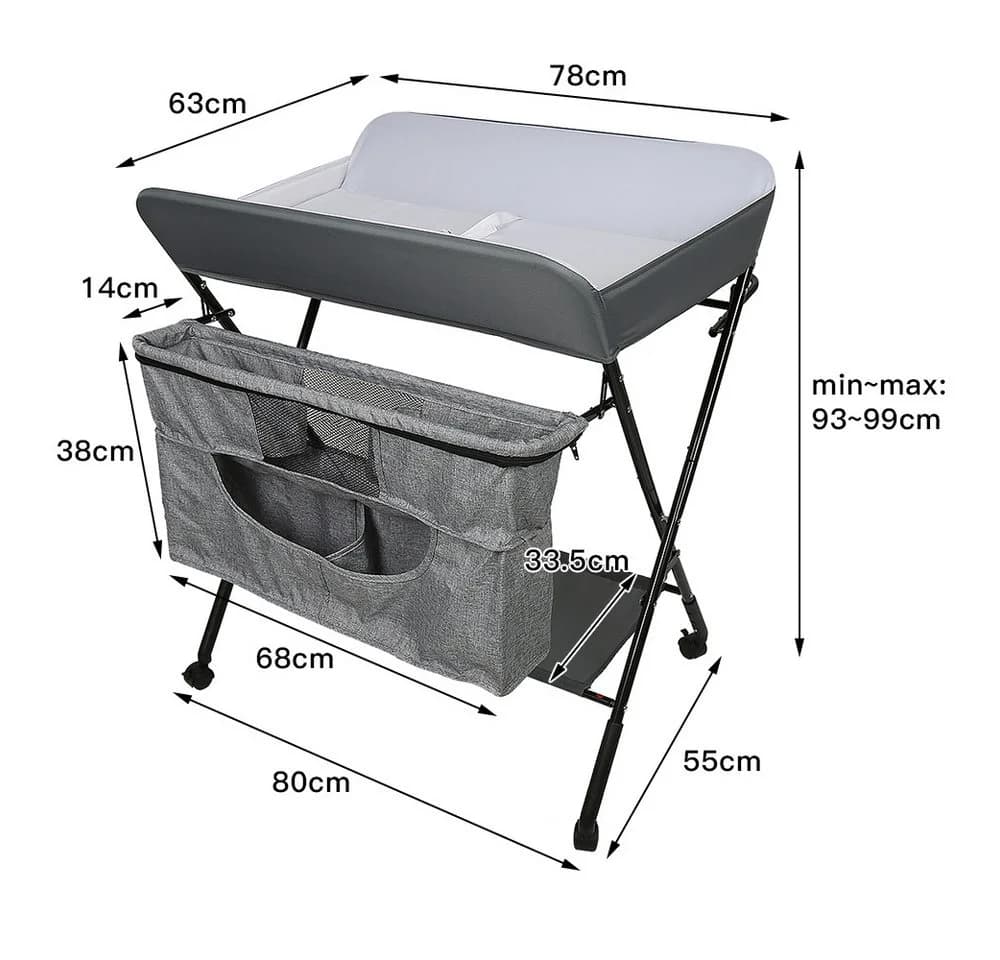 JEOBEST Wickeltisch Baby Grau Faltbar Mobil - Bild 4