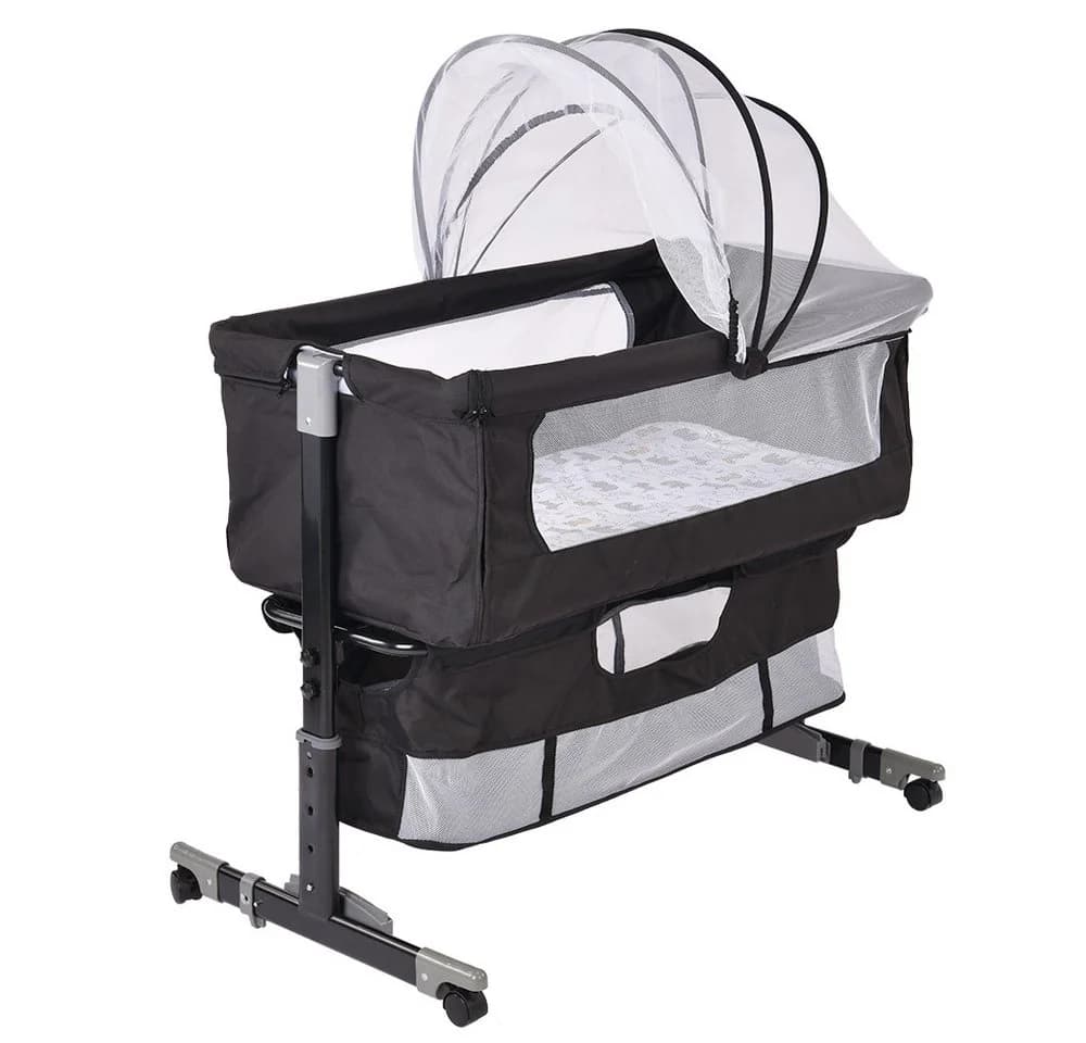 JEOBEST Baby-Reisebett 3 in 1 Schwarz mit Moskitonetz