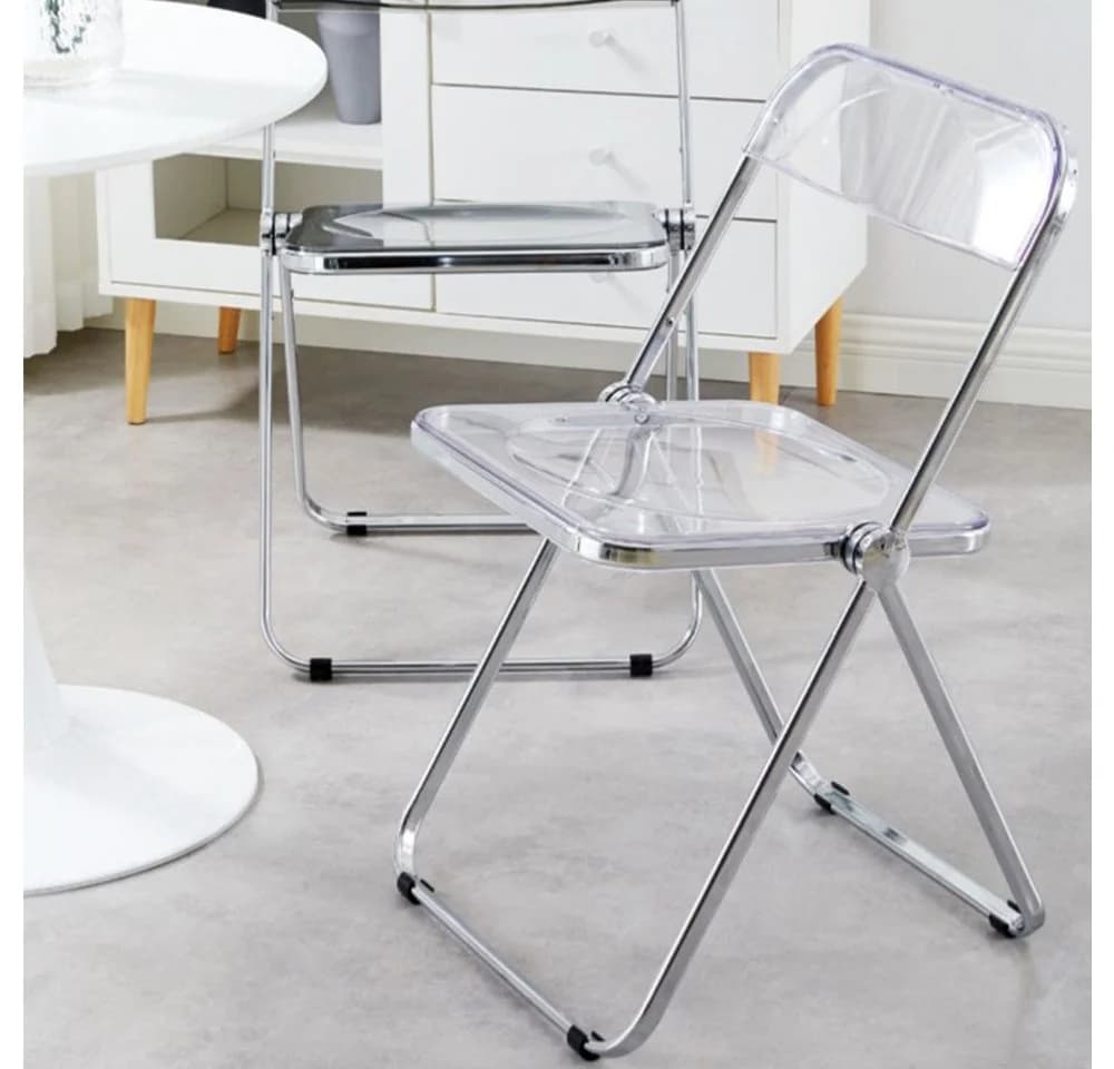JEOBEST Klappstuhl Acryl Transparent Stuhl, Stahlrahmen mit Chrom-Finish