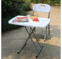 JEOBEST Klapptisch Outdoor Tisch Campingtisch Gartentisch Esstisch 75x50 cm Verstellbare Höhe Wetterfest Metall Weiß Bild 1
