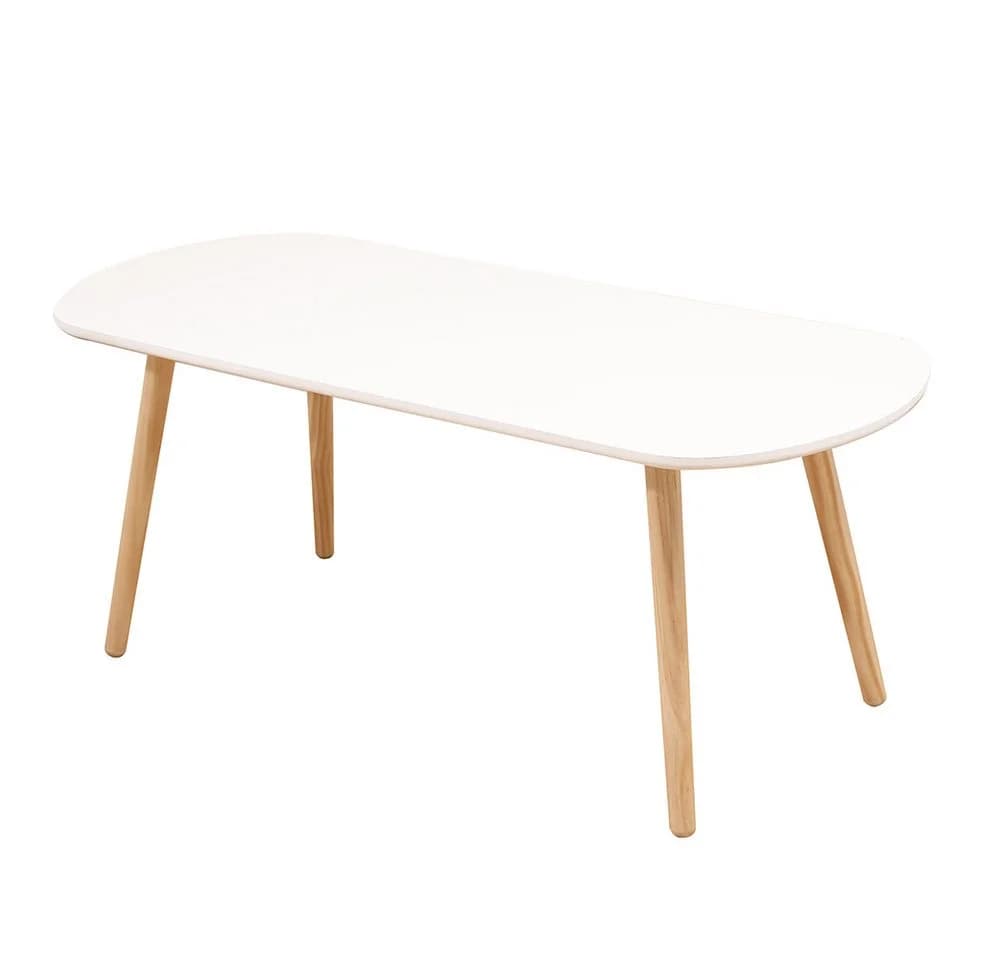 JEOBEST Couchtisch Skandinavisch Weiß Spanplatte Buche - Bild 2