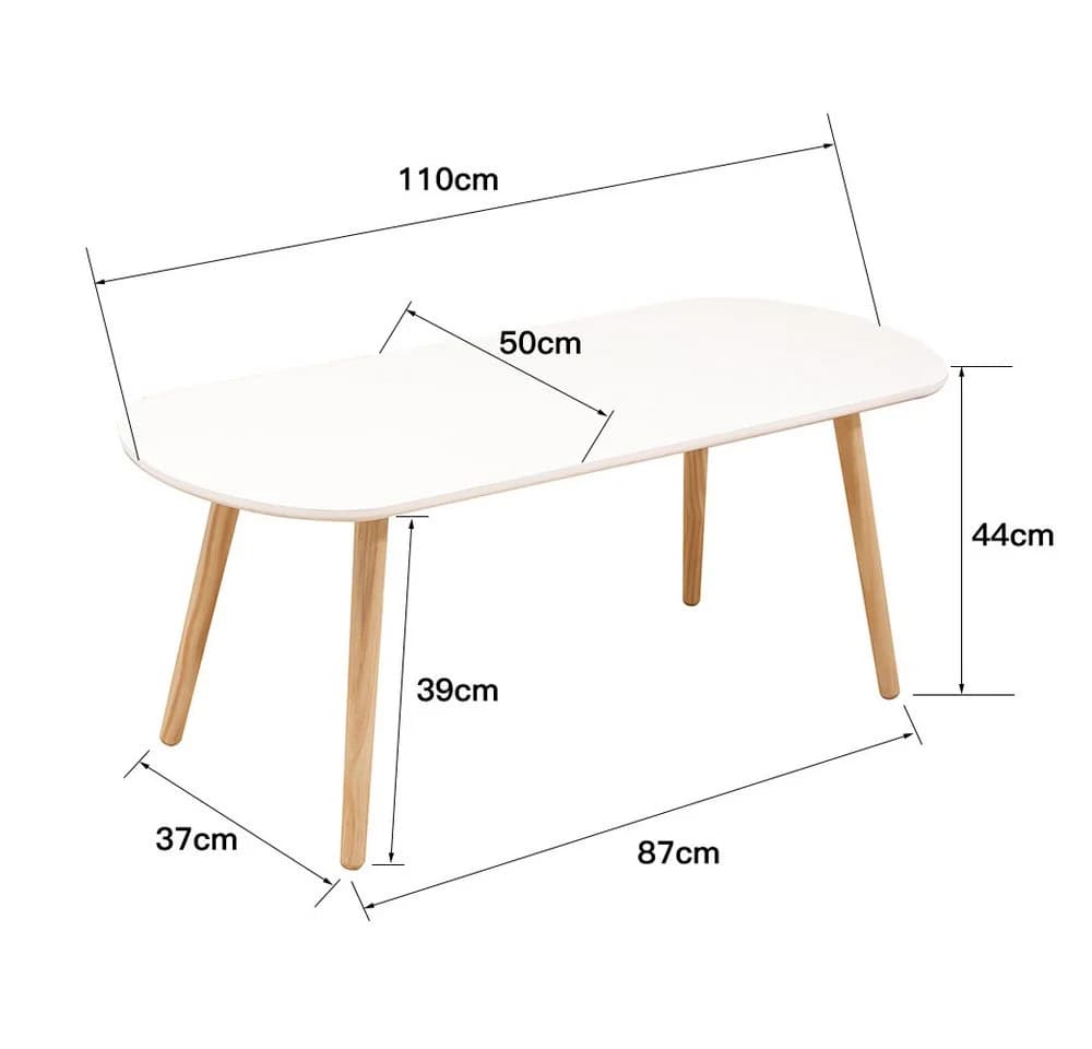 JEOBEST Couchtisch Skandinavisch Weiß Spanplatte Buche - Bild 4