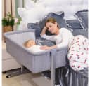 JEOBEST Beistellbett 3 in 1 Grau mit Moskitonetz Bild 1