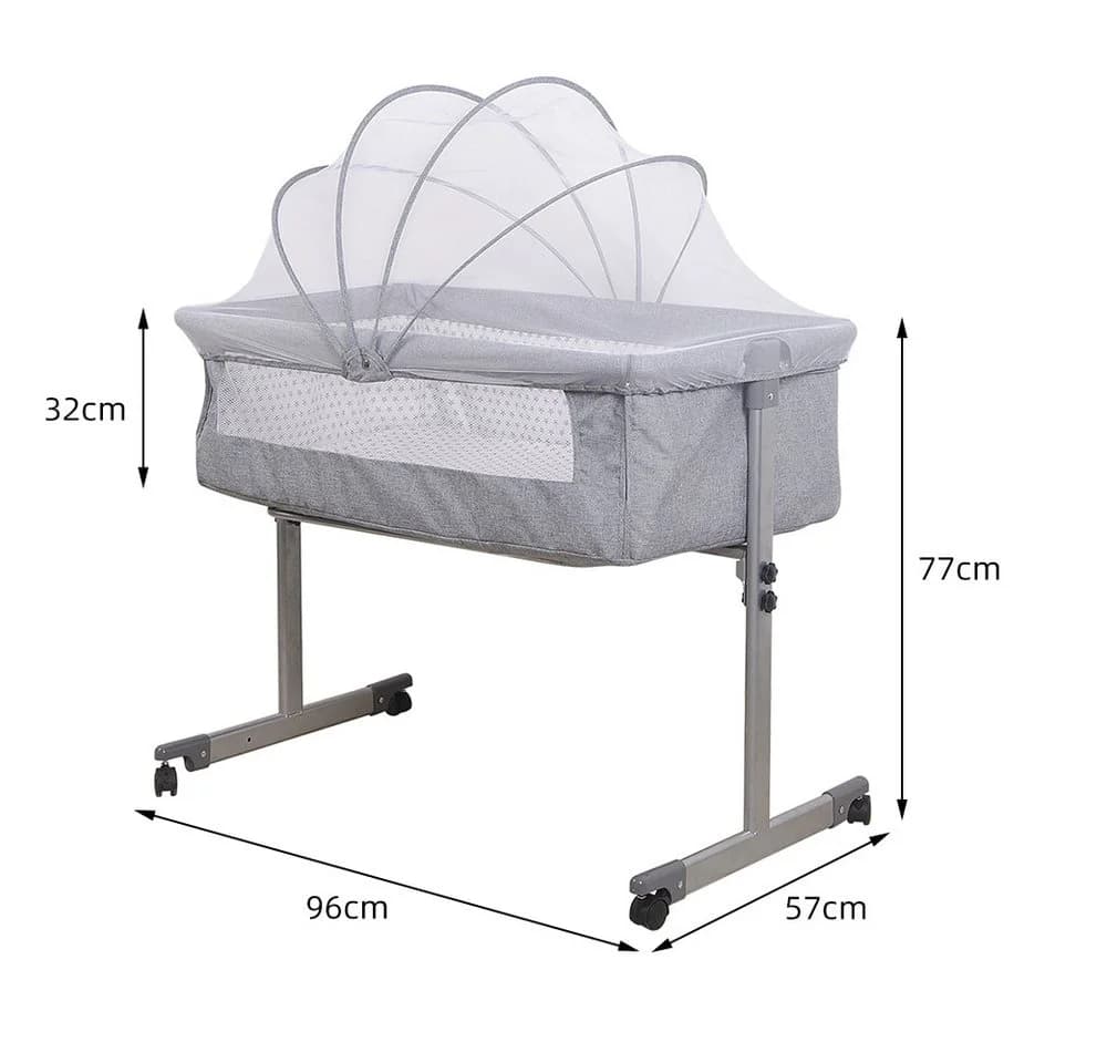 JEOBEST Beistellbett 3 in 1 Grau mit Moskitonetz - Bild 5