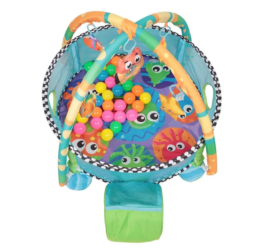 JEOBEST Krabbeldecke 3-in-1 Spielmatte mit Bällen Grün/Blau - Bild 4